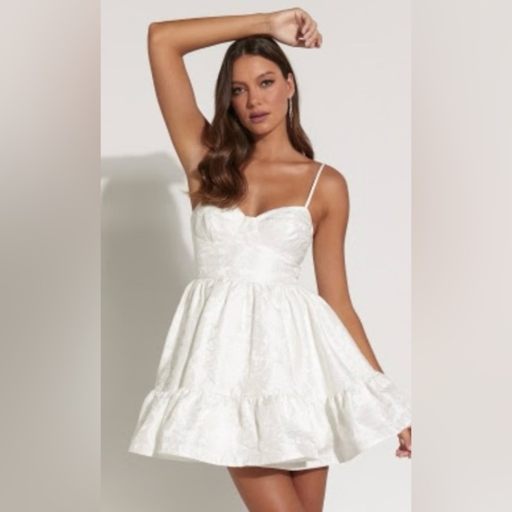 Showpo KENA MINI DRESS - JACQUARD BUSTIER